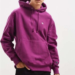 Champion Reverse Weave Pullover Hoodie Magenta Purple Size Medium